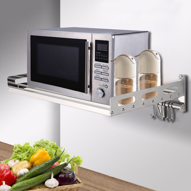 Prep Savour Wall Mounted Kitchen Microwave Oven Rack Kitchen Supplies Storage Rack Space Saving Reviews Wayfair